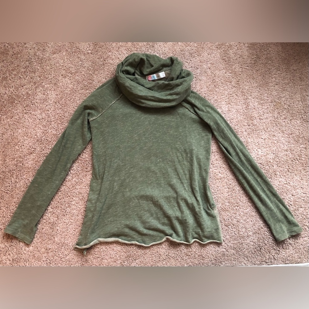 Free People Beach Cocoon Cowl Neck Pullover Olive Green One Size (fits S - L)